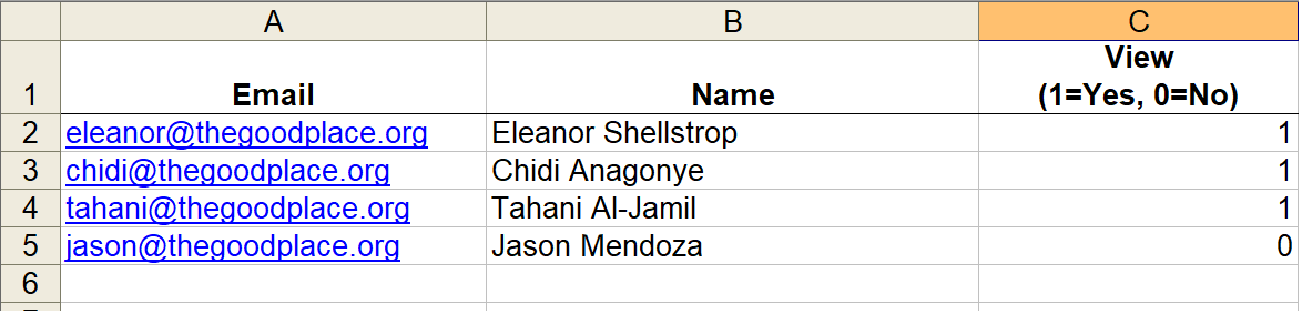 EPIC: sample Excel template with names
