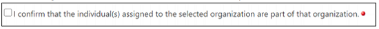 organization confirmation checkbox