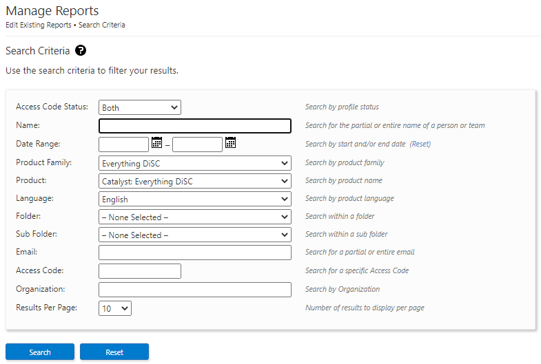 EPIC: Search Catalyst profiles