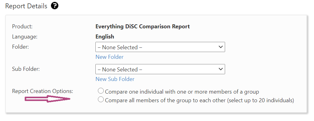 EPIC: Report creation options