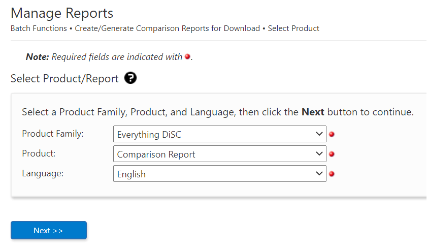 EPIC: select product/report