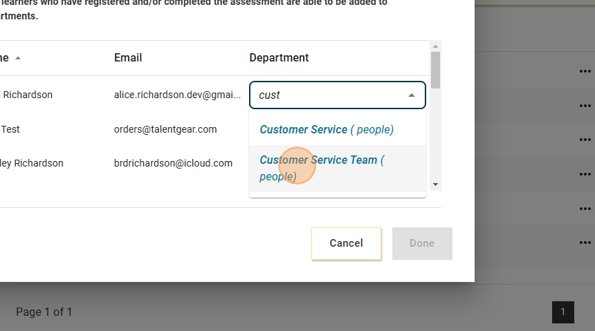 Catalyst: select departments screen shot