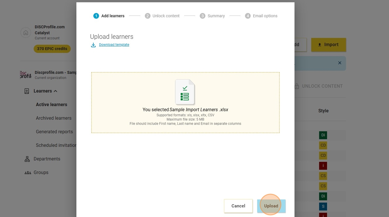 Catalyst help: importing a list of learners