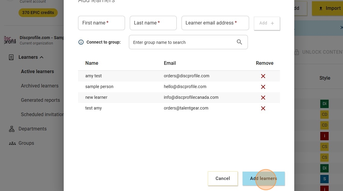 Catalyst help: importing a list of learners