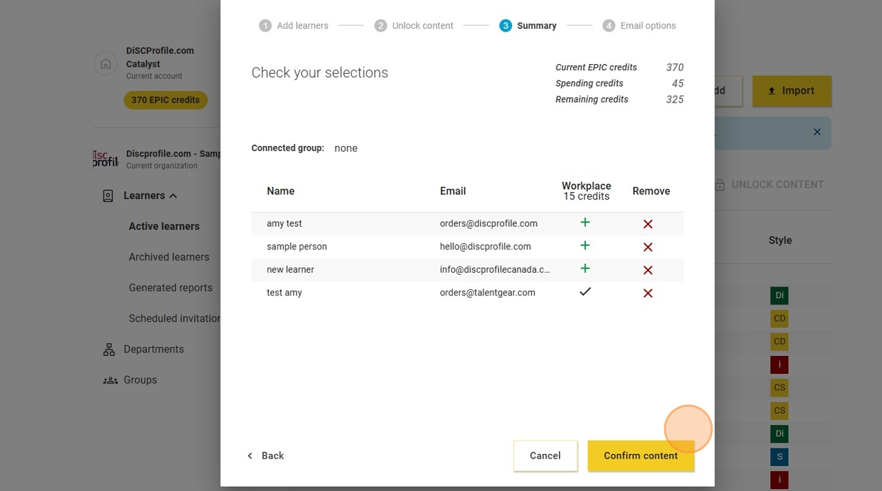 Catalyst help: importing a list of learners