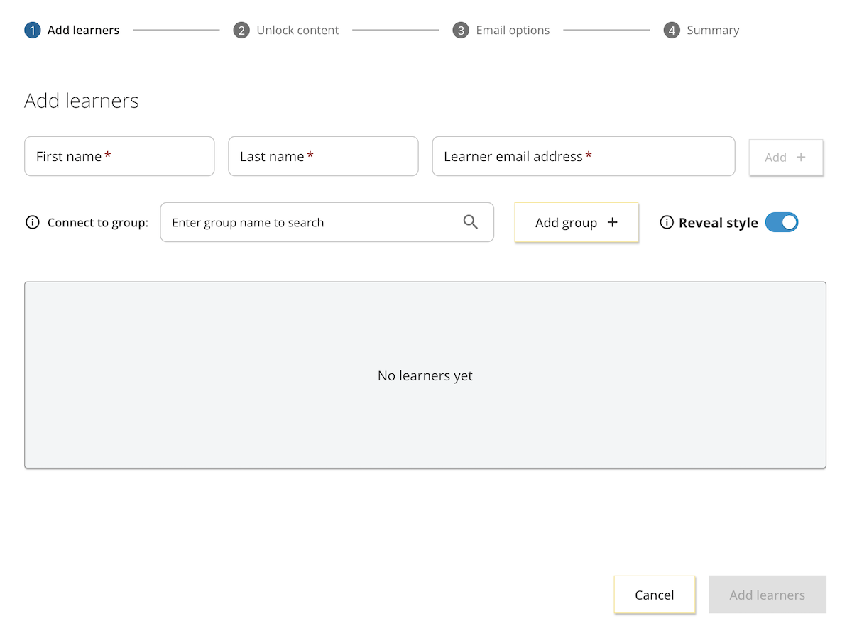 Catalyst help: Adding a new learner and sending assessments