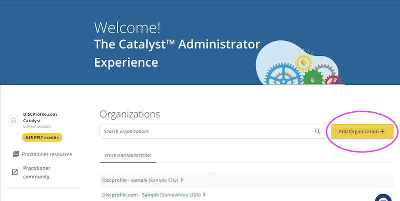 Catalyst help: Add an organization