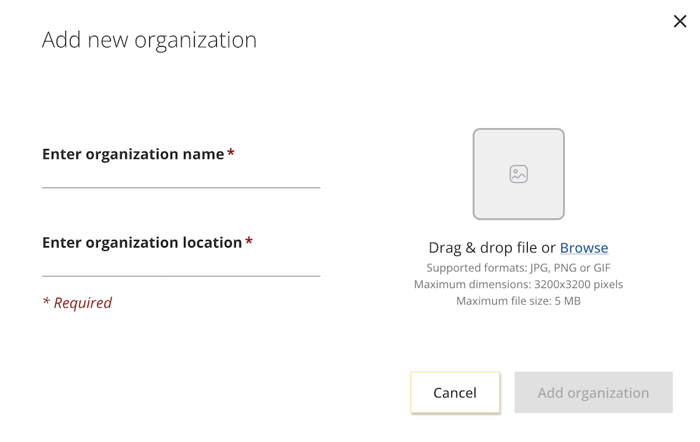 Catalyst help: Adding an organization, adding name and logo