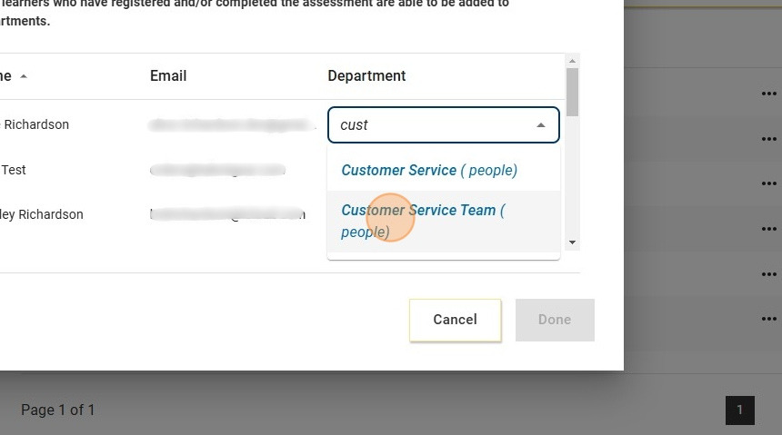 Catalyst help: Select department for each learner