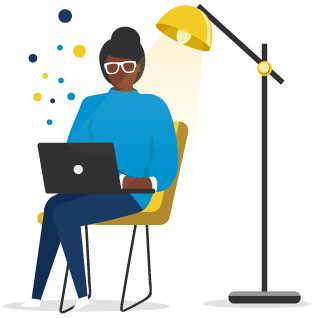 Illustration of a woman using her laptop