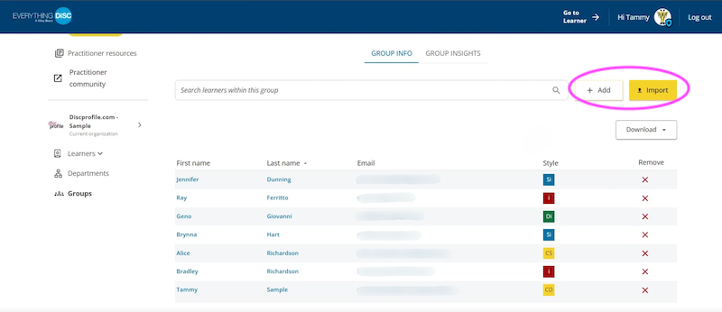 Adding members to groups on Everything DiSC on Catalyst