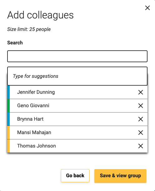 Catalyst help: Create a new group - add colleagues