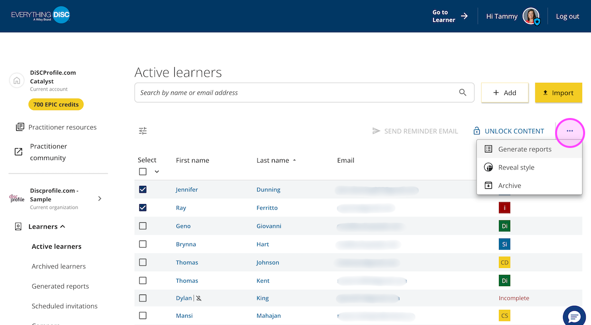 Catalyst help: Generate profile reports for learners