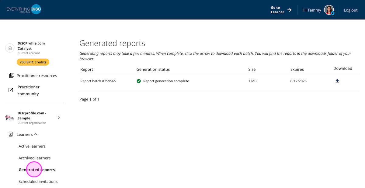 Catalyst help: Find generated reports