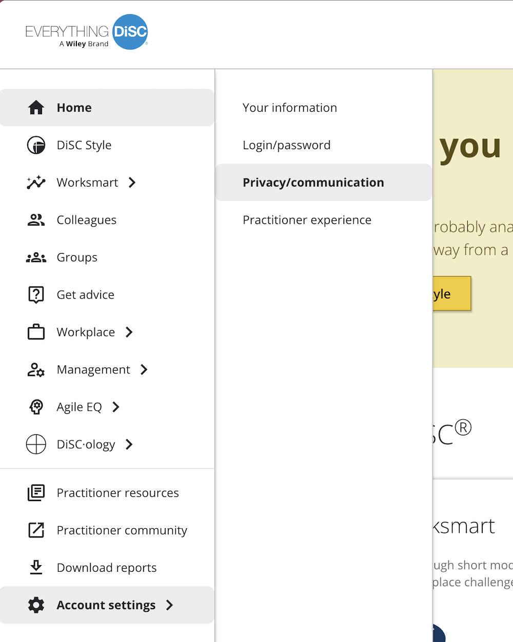 Catalyst help: Adjust privacy settings - privacy and communication menu