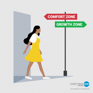 illustration of a person leaving their comfort zone