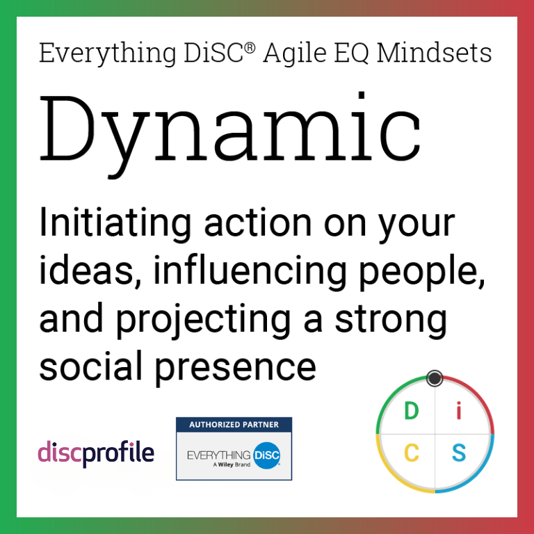 Dynamic: Initiating action on your ideas, influencing people, and projecting a strong social presence