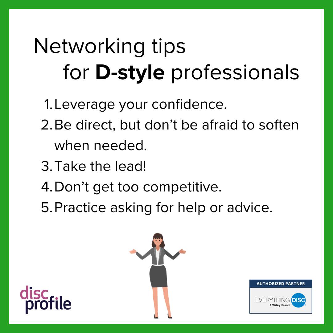 Networking tips for DiSC D styles: leverage your confidence but don't get too competitive