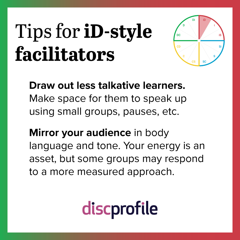 Tips for iD-style facilitators: draw out less talkative learners and mirror your audience