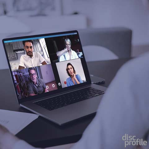 Laptop screen showing virtual meeting