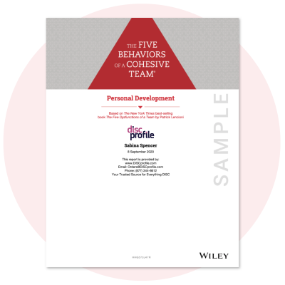 Cover of the Five Behaviors Personal Development profile report